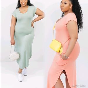 Plus Size Soft Maxi Dress With Pockets Size 1X-3X available